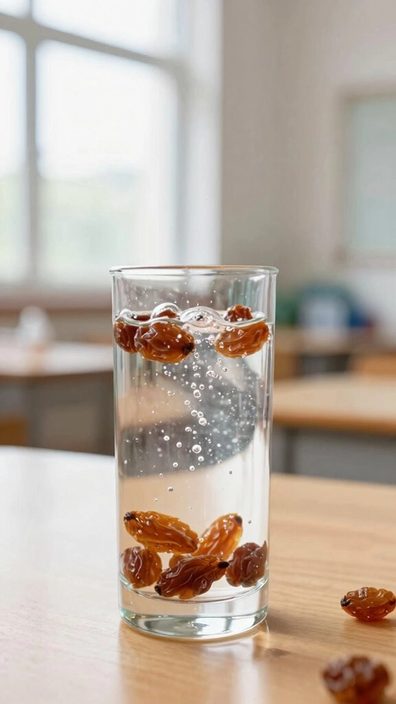 raisins dance in seltzer